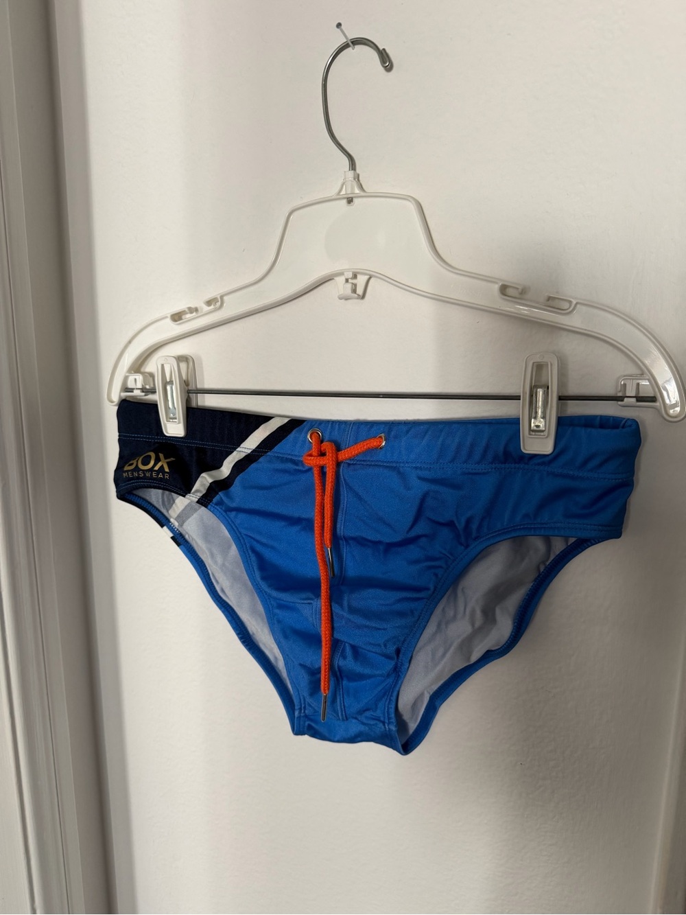 Box Blue Men’s Swim Trunks with Orange Drawstring